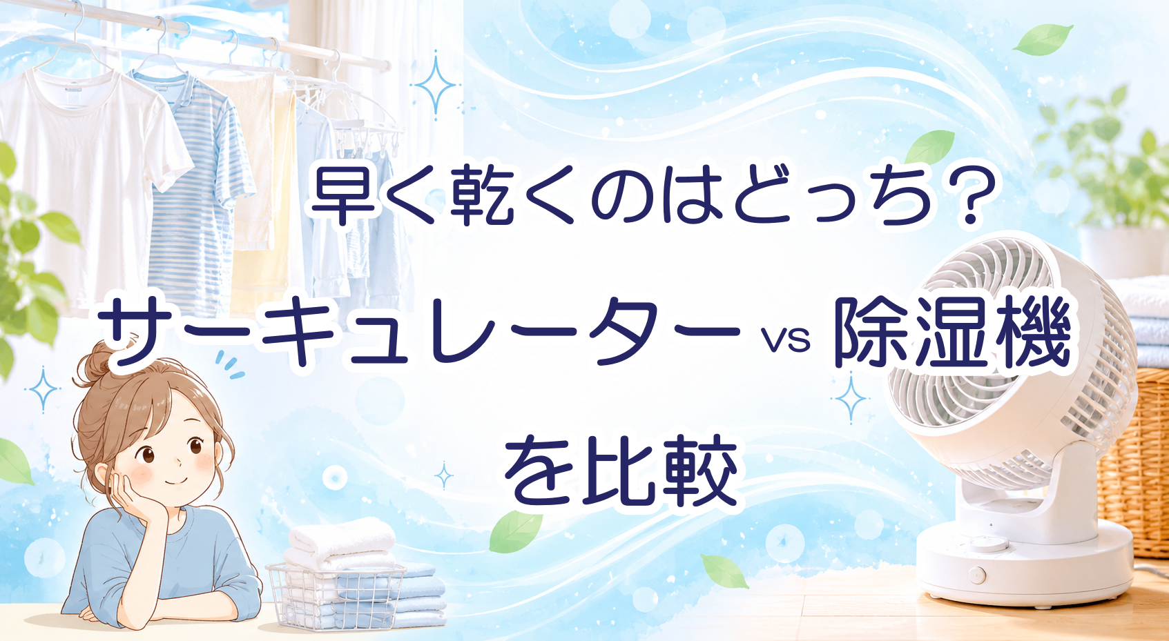 サーキュレーターと除湿機どっちが乾く？部屋干し向きなのはどっち？